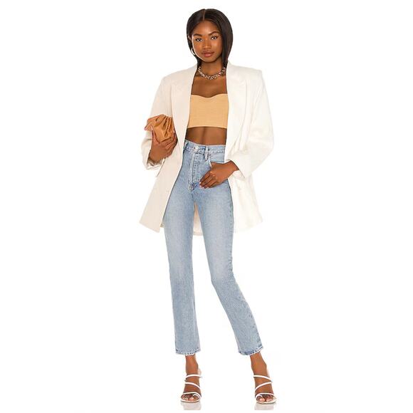 Agolde Riley High Rise Straight Crop Jeans Dimension Light Wash Pants 28 Button - Picture 2 of 10